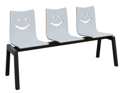 SMILE 3, dřevěná lavice do čekárny, 3-sedák, bílá, kostra černá